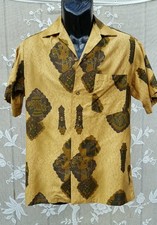 Vtg Hawaiian Shirt Tiki Drums