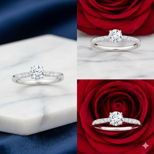 White gold moissanite ring - white,