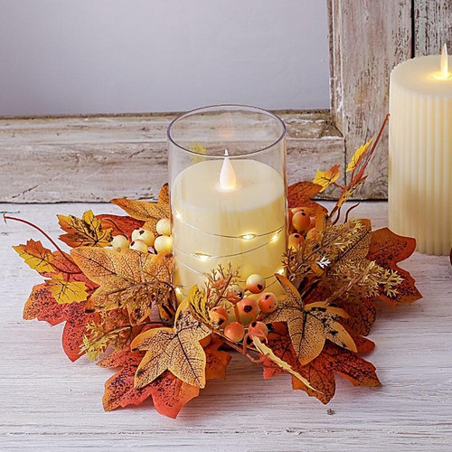 Fall maple leaves candle - fall, ring