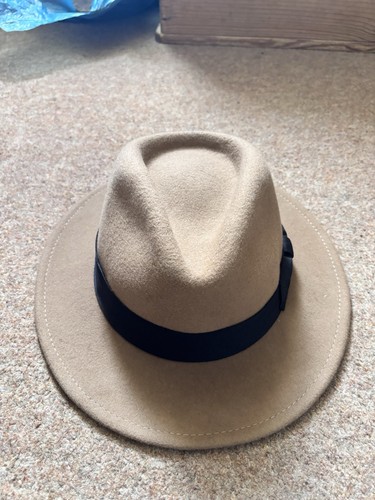 Light brown fedora 100 wool - brown,