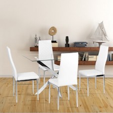 Rectangle Dining Table and 2/4 Padded Chairs Set Kitchen Dinning Room Furniture
