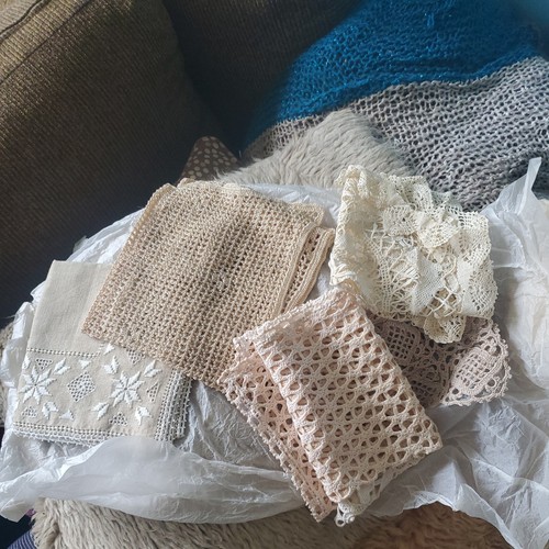 Vintage square linen doilies - vintage,