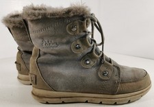 Sorel NL3039 Women’s Joan Waterproof Suede Faux Fur Winter Boots Gray UK 6.5