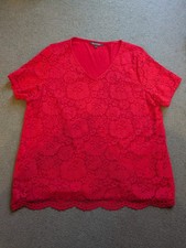 Bonmarche Red Lace Front Top