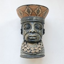 VINTAGE AFRICA TRIBAL WOODEN HAND CARVED DOUBLE SIDED FACE MASK