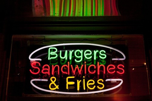 New burgers sandwiches neon - new,
