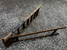 VINTAGE 6.5FT SOLID WOODEN STEP LADDERS OLD ELECTRICIAN LOGO STAMPED ON THE SIDE