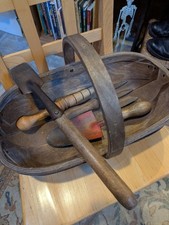 Wooden Garden Trug With Four Vintage Tools