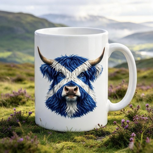 Highland cow mug scottish flag - cow,