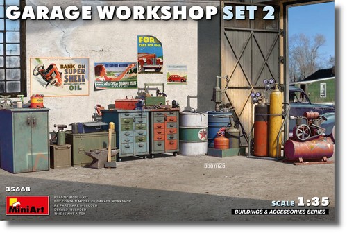 Miniart garage workshop - miniart, 1:35
