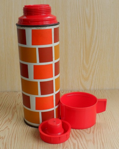 Vintage vacuum flask orange - vintage,