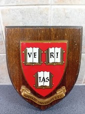 Vintage Wall Plaque Shield Crest ~ Harvard University R.F.C ~ Hand Painted