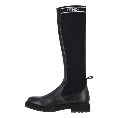 Fendi logo leather - leather, knee