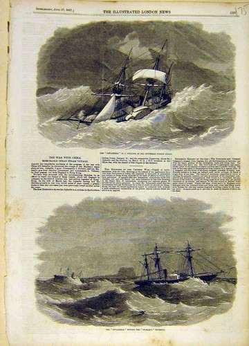 Old antique print 1857 hms - antique,