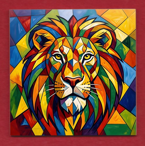 Cubist lion decorative ceramic - cubist,