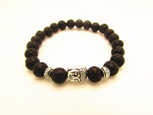 Lava stone beaded silver - lava,