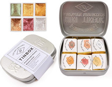 Csy Art Supplies Handmade Watercolours Paint Set - 6 Metallic Colors Half Pans G