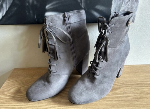Grey suede lace ankle boots - ankle,