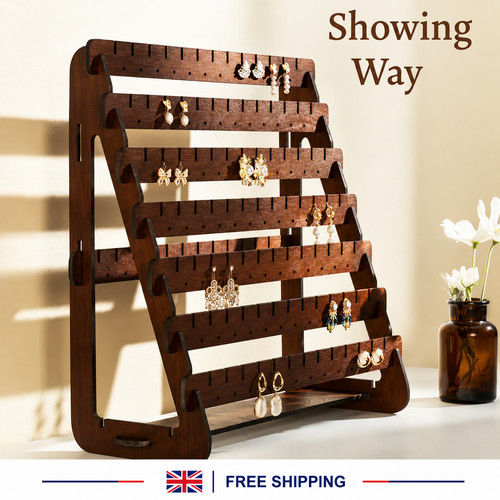 Retro wooden earring - earring, holder