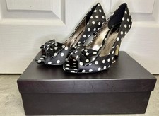 Phase Eight Boxed Polka Dot Black White Peep Toe Heels Shoes Size Uk 4 