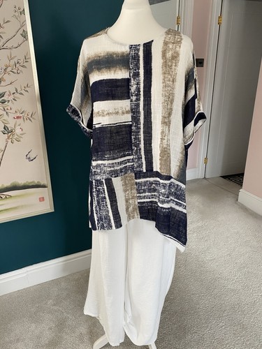 Tunic saloos linen text cotton - tunic,