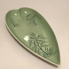 Vtg Leaf shape dish Royal Winton Grimwades trees design, green, 31cm long