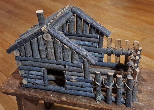 Wooden log home fence folk - log,
