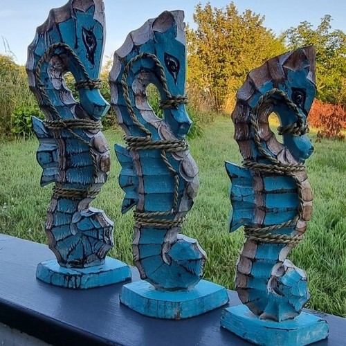 Nautical wooden seahorse hand - wooden,