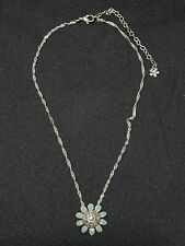 PILGRIM Silver Tone Enamel And Crystal Flower Pendant Necklace