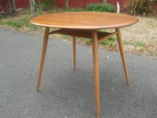 Vintage Ercol breakfast table, 1960s blue label, blonde elm, collection/courier