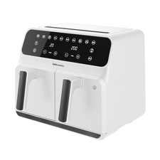 EMtronics Double Basket Air Fryer Large Digital 8 Litre Dual with Timer - White