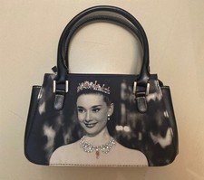 Audrey Hepburn Embellished Rhinestone Shoulder Bag Purse HandBag Black