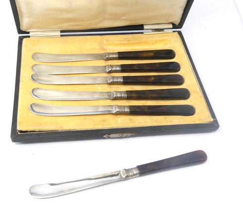 Cased set six silver plated - silver,