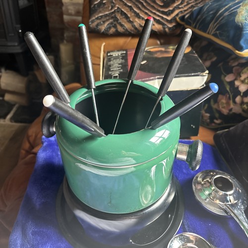 Fondue set enamelled - enamelled, steel