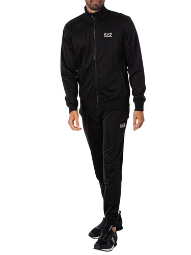 Ea7 logo zip tracksuit black - ea7,