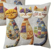 Super Soft Colourful Fantasy Cats Cushion Cover. No. 2. 45cm x 45cm