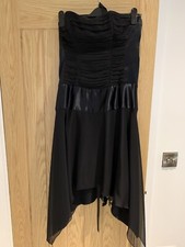 Charas Gorgeous Royal Black Lace-up Back Strapless Dress Size 14