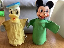 Vintage 1950’s Walt Disney,  Mickey Mouse And Donald Duck Hand Puppets
