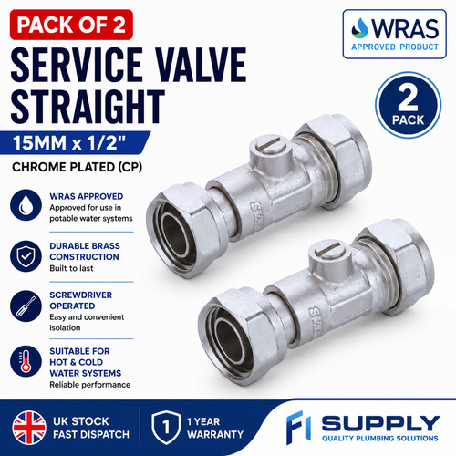 Service valve straight 15mm - valve, x