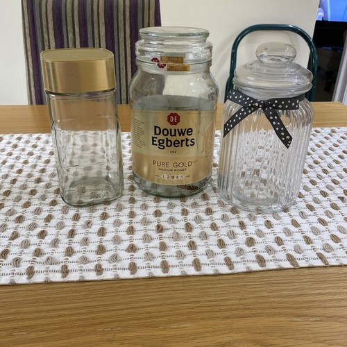 Large clear glass jars with