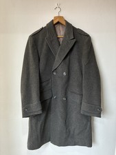 Vintage Crombie Military Wool Overcoat Grey Melton Double Breasted |