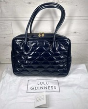NEW-OTHER! LULU GUINNESS JENNY (LIPS) INDIGO BLUE LEATHER TOTE BAG ~ 32x23x9cm