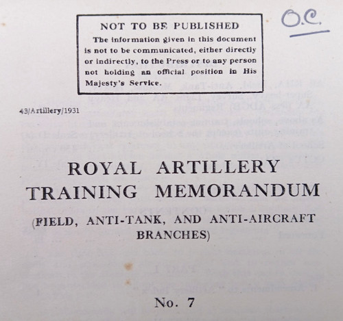Ww2 royal artillery memorandum - ww2,