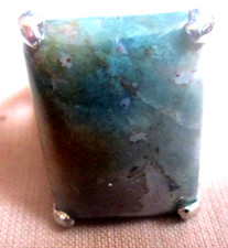 Chunky Multi-Colour Moss Agate  Gemstone Ring - Size R  (2988)