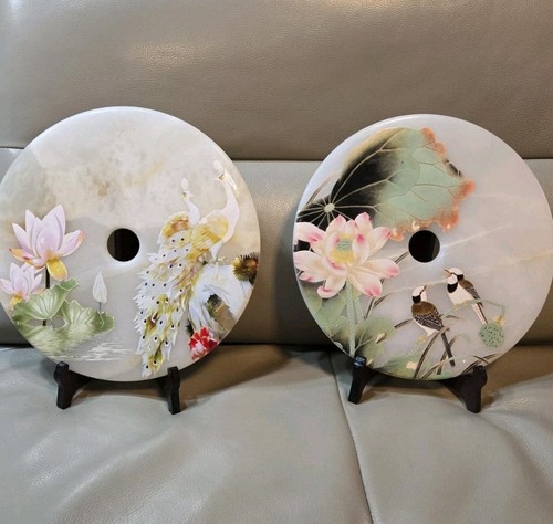 Pair jade discs - pair, of