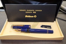 Limited Edition Pelikan Souverän M800 FP Blue. 18K B Nib. Platinum Trim. VGC