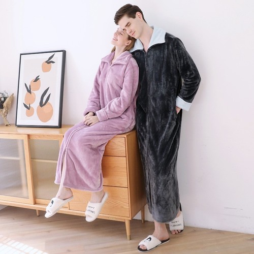 Womens mens long robes zip - robes,