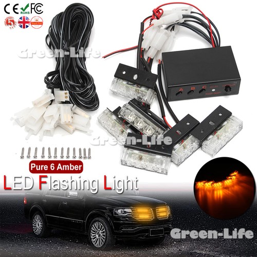 Car leds amber strobe - 6x,