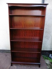 TALL STAG MINSTREL MAHOGANY BOOKCASE,  FOUR SHELVES, CLEAN TIDY ITEM.