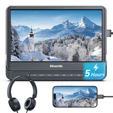 12" Car Headrest Screen Rear Seat TV Monitor HDMI USB SD Rechargeable Headsets